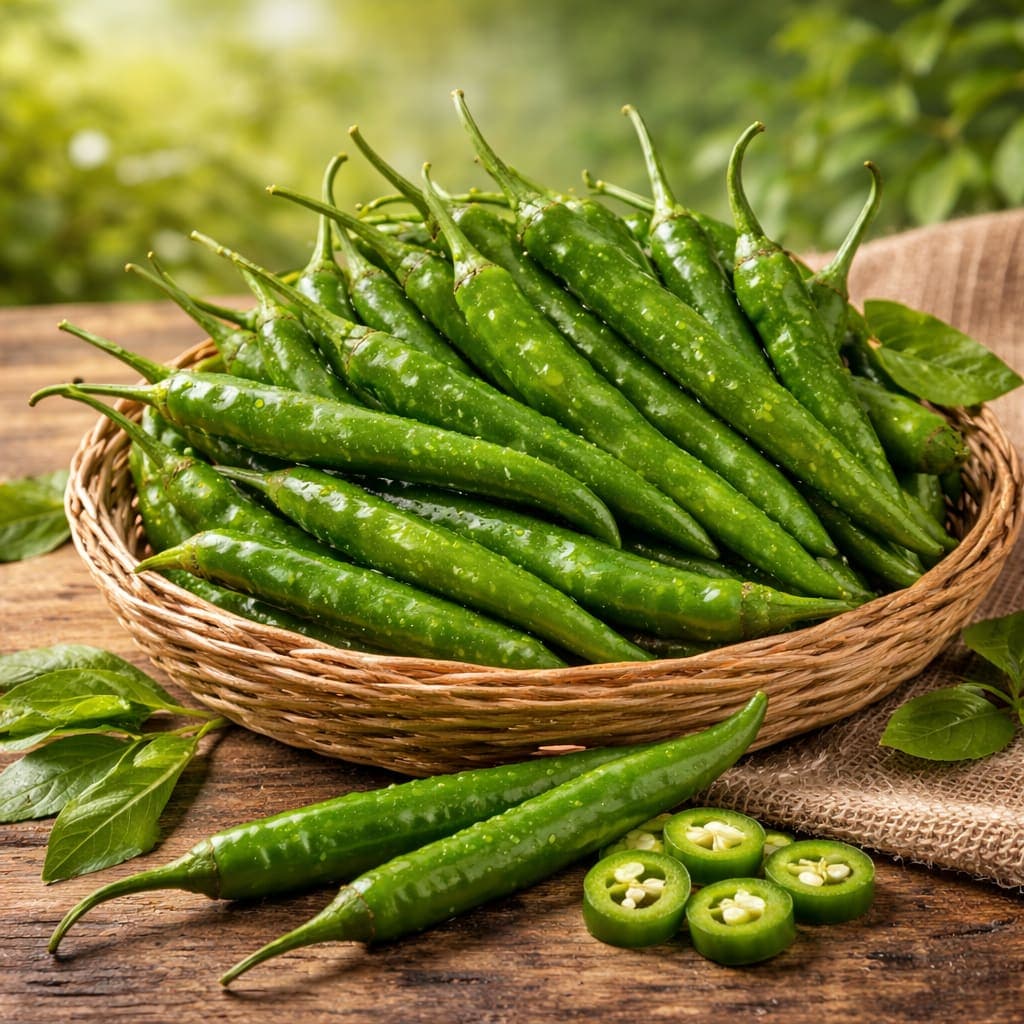 Premium Fresh Green Chili - Hand-Picked High Pungency Long Chilies for Global Export